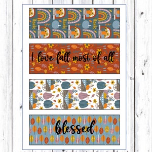 Printable Fall Bookmarks, Set of 8 Bookmarks, Happy Fall Bookmark, Fall ...