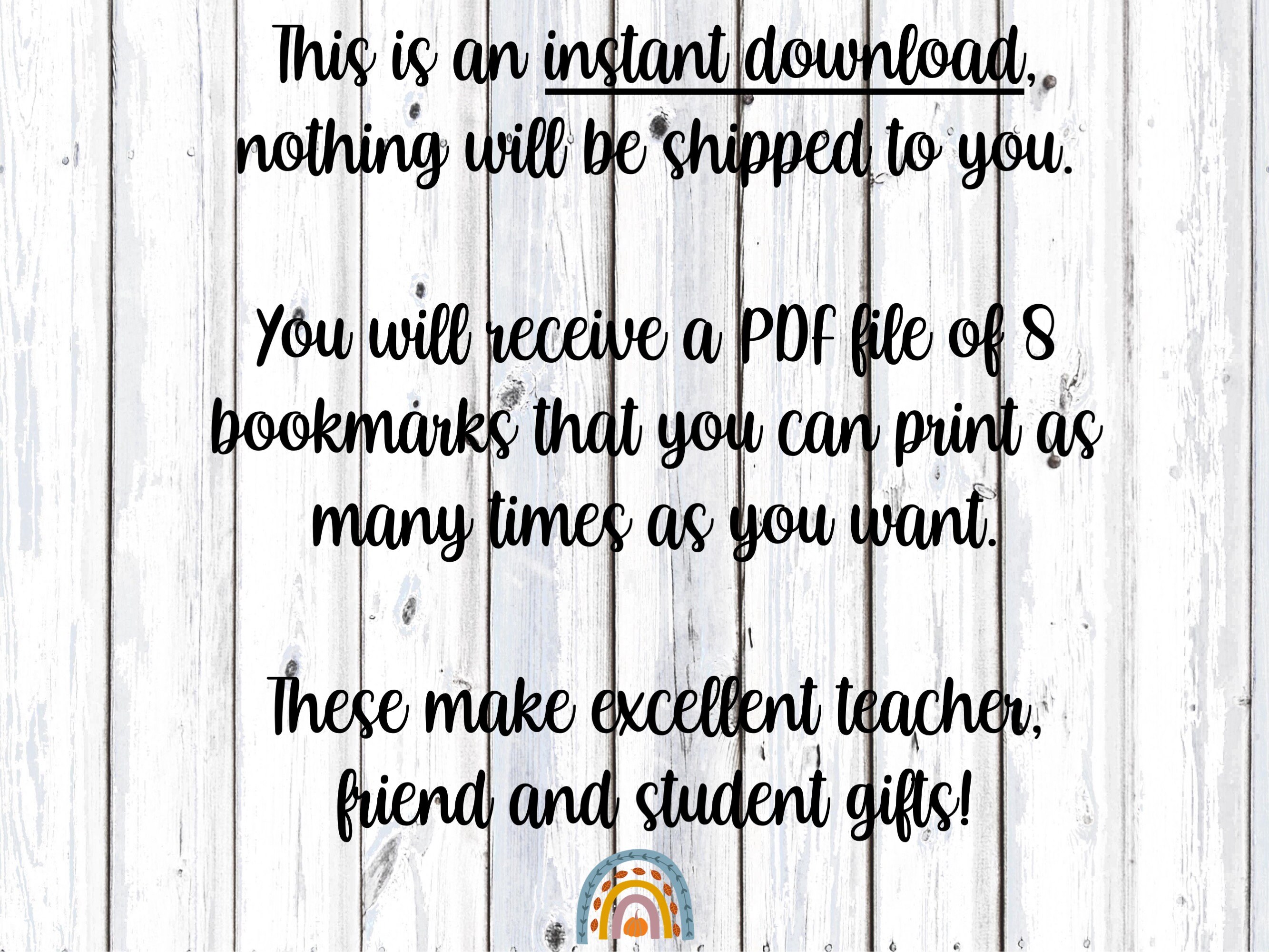 Printable Fall Bookmarks, Set of 8 Bookmarks, Happy Fall Bookmark, Fall ...