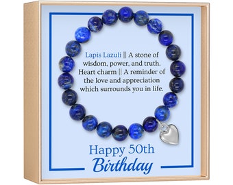 50th Birthday Milestone Bracelet & Meaningful Message Card for Women Gifts for 50th Birthday for Women birthday