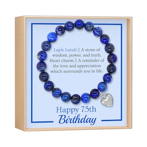 75th Birthday Milestone Bracelet & Meaningful Message Card for Women - 75th birthday gifts for women