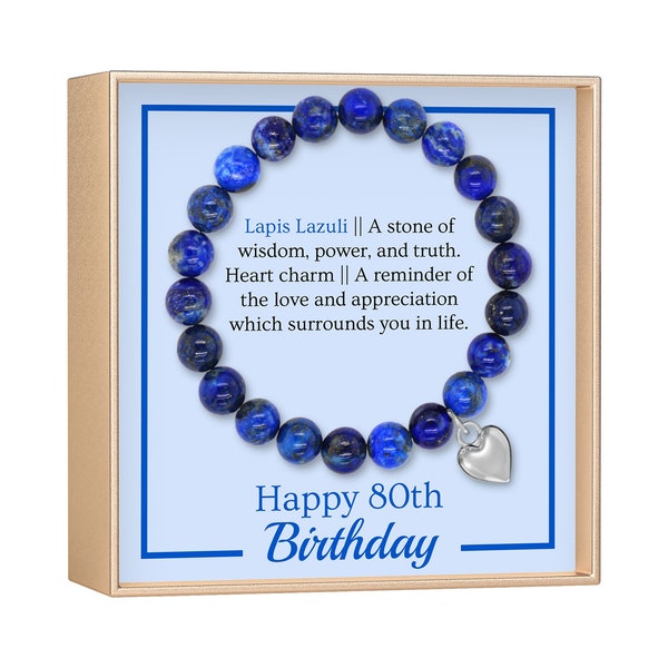 80th Birthday Milestone Bracelet & Meaningful Message Card for Women - 80th birthday gifts for women birthday