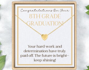 8th grade graduation gifts for girls - Dainty Heart Necklace with Sentimental Card and Gifting Box Included