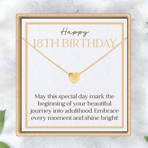 18th birthday gifts for girls - Dainty Heart Necklace with Sentimental Card and Gifting Box Included