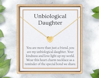 Unbiological Daughter Necklace Double Heart Interlocking Circle Meaningful Jewelry Gift for Foster Daughter Adopted Daughter Stepdaughter