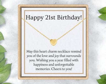 21st Birthday Gift Necklace Meaningful Birthday Gift for Her Happy 21 Birthday Gift heart Necklace Gift for Woman Necklace