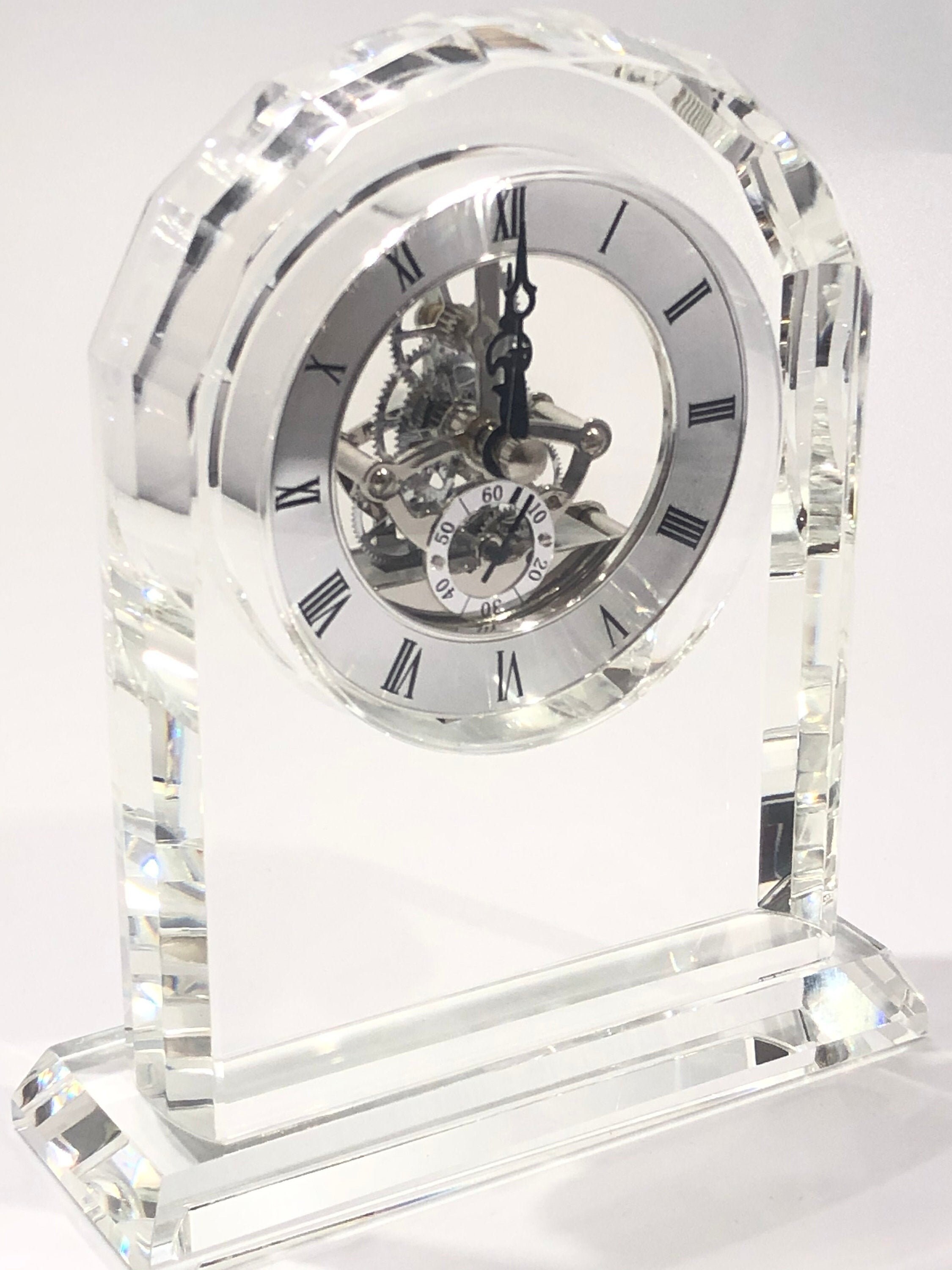 Crystal Glass Clock Personalised Engraved Etsy