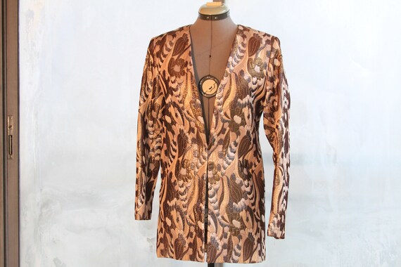 1960s Vintage Suit Jacket in Silk Metallic Brocade