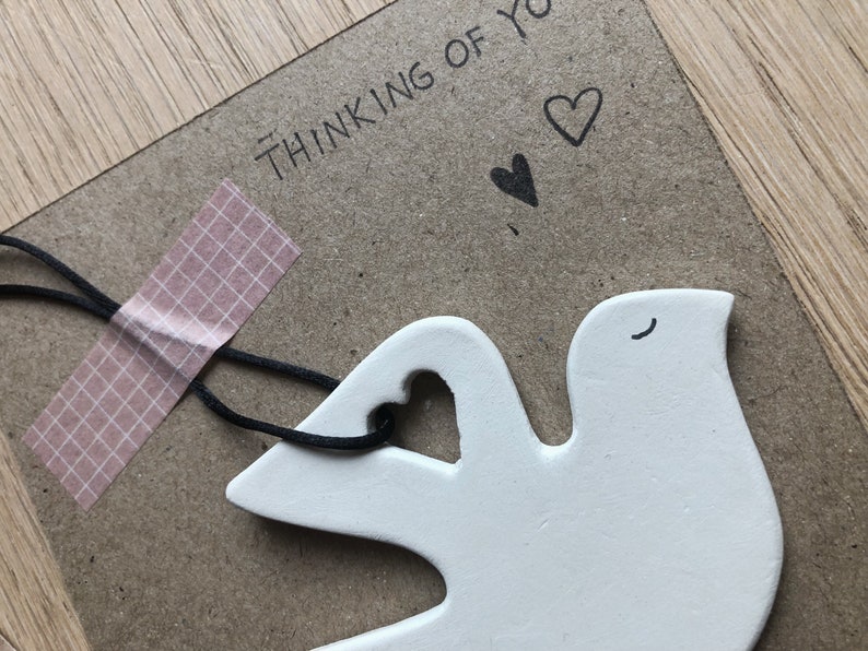 Anhänger Friedenstaube aus Ton Ich denk an dich kleine Etsy.de