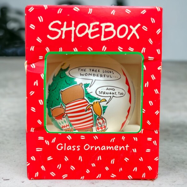 Hallmark Shoebox Greetings, Christmas Ornament, Holiday Humor, Decor, Glass Tree Decoration, Collectible, 1993