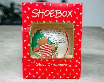 Hallmark Shoebox Greetings, Christmas Ornament, Holiday Humor, Decor, Glass Tree Decoration, Collectible, 1993