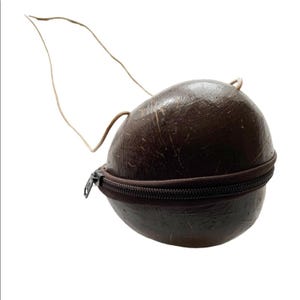Vintage Coconut Shell Mini Bag: Panama Boho Beach Purse, Festival