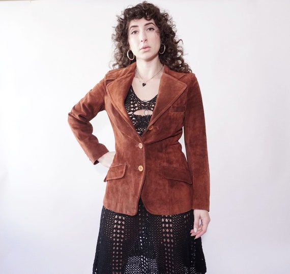 70’s Brown Suede Blazer - image 1