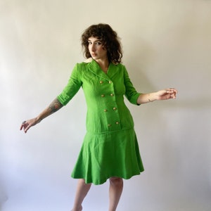 60s Kelly Green Drop Waist Dress image 3