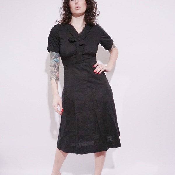 50’s Cotton Black Dress