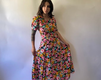 80's Floral Maxi Dress