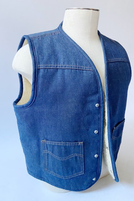 70’s Denim Shearling vest - image 2