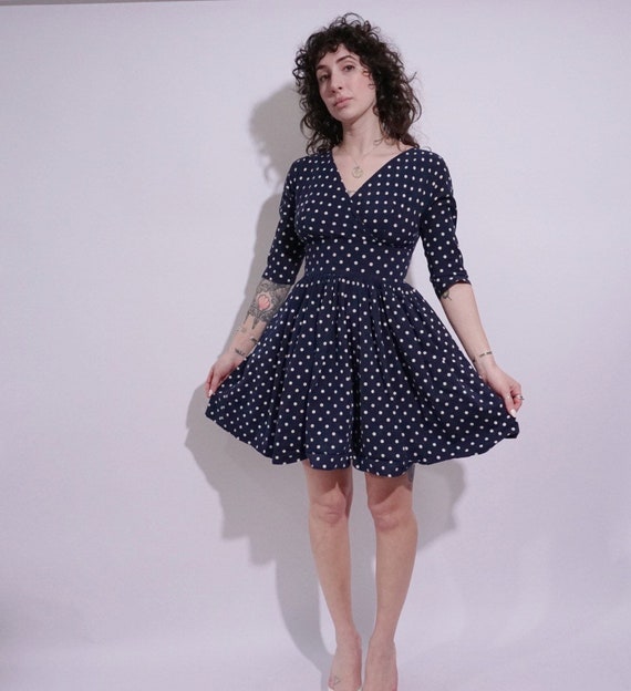 50’s Navy Polkadot Dress