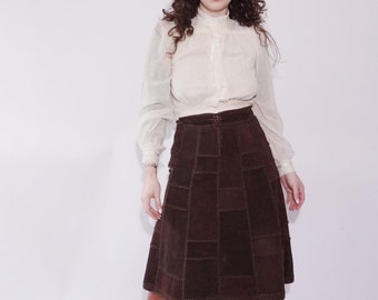 70’s Brown Suede Patchwork Skirt