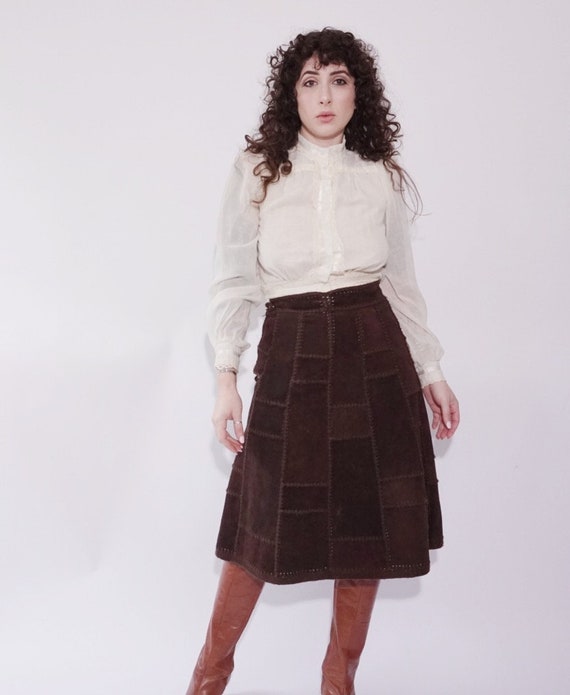 70’s Brown Suede Patchwork Skirt