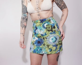 60’s Watercolor Floral Mini Skirt