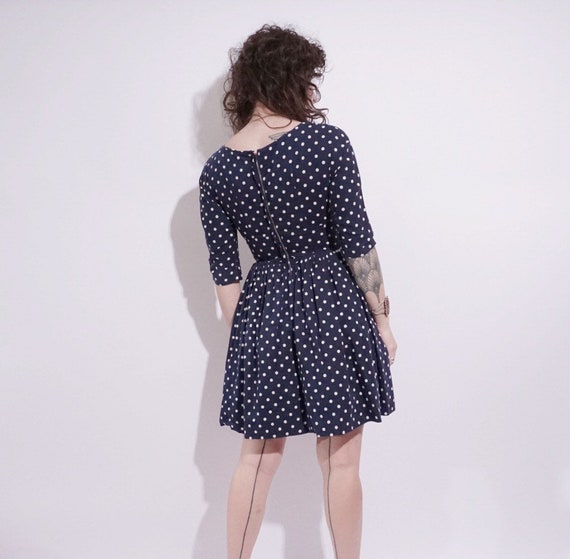 50’s Navy Polkadot Dress - image 3