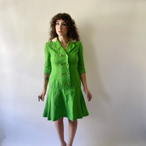 60s Kelly Green Drop Waist Dress image 2