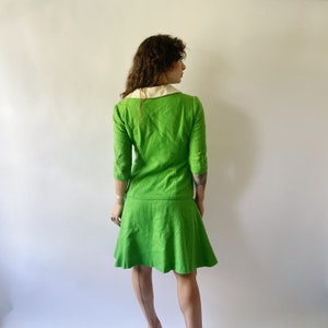 60s Kelly Green Drop Waist Dress image 4