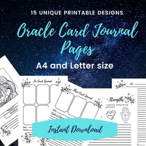 Printable Oracle Card Journal Pages, Oracle tracker pages, Oracle card planner, Instant Download,