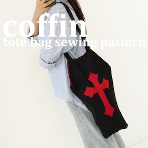 Coffin Tote Bag Sewing Pattern: Easy Beginner Gothic Halloween Handbag (PDF Tutorial)