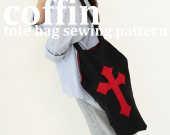 Coffin Tote Bag Sewing Pattern: Easy Beginner Gothic Halloween Handbag (PDF Tutorial)