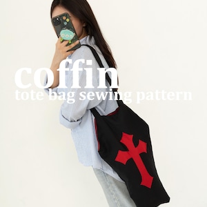 Coffin Tote Bag Sewing Pattern: Easy Beginner Gothic Halloween Handbag (PDF Tutorial)