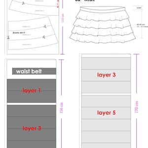 Patrón de costura para falda con volantes escalonados: Tutorial DIY para principiantes (Descarga en PDF) Falda con capas imagen 5
