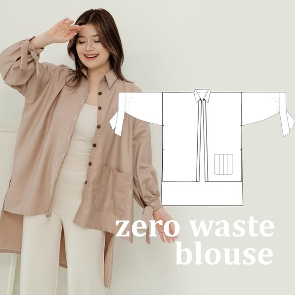 Zero Waste-naaipatroon blouse – overhemd met knoopmouwen (pdf-download)