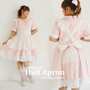 Wzór na fartuch z falbanką: Cottagecore, Maid Cosplay (plik PDF do pobrania w wersji cyfrowej)