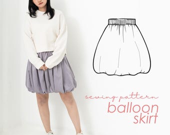 Balloon Bubble Puffy Skirt PDF Sewing Pattern Digital Download Easy Beginner Friendly
