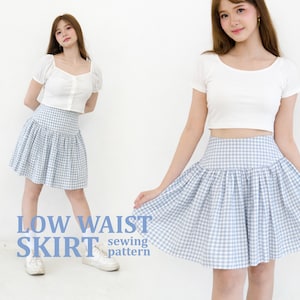 Low Drop Waist Skirt Pattern PDF Download Sewing Tutorial Yoke Casual Wear