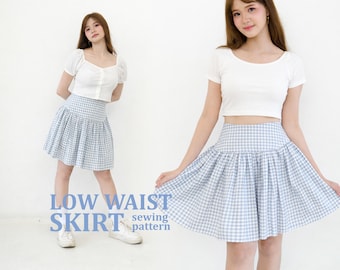 Low Drop Waist Skirt Pattern PDF Download Sewing Tutorial Yoke Casual Wear