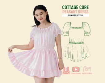 DIY Cottagecore Dress Sewing Pattern: Chemise, Peasant, Dirndl (PDF Download)