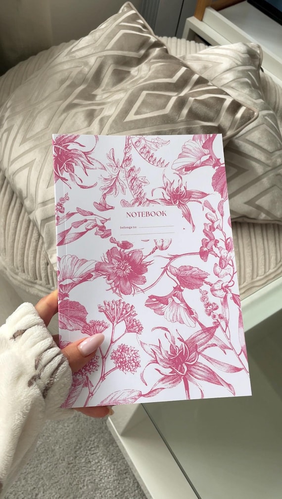 Cute Notebook, Daily Journal, Paperback notebook, Flower Notebook, lined Notebook