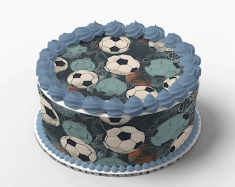 Cake decoration set football Consisting of 1 cake topper and 4 cake ribbons made of fondant, edible