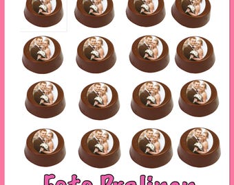 Chocolates with edible photo, personalized, wedding, birthday, anniversary, 16 pieces