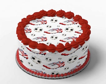 Cake decoration set football Consisting of 1 cake topper and 4 cake ribbons made of fondant, edible