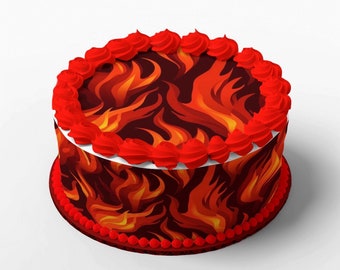 Cake decoration set flames Consisting of 1 cake topper and 4 cake ribbons made of fondant, edible