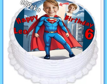 Superman cake topper with your photo/text