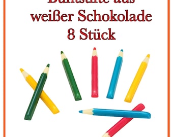 Colored pencils made of white chocolate, 8 pieces assorted, school enrollment, back to school, cake decoration
