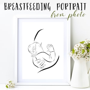 Breastfeeding Custom Art Print. Nursing Journey gift for mum. Breastfeeding mom art. Baby and mom personalised line art. Simple line art