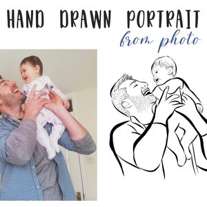 Custom Daddy Gift from Daughter. Personalised Portrait Print. Fathers Day Gift Custom Art. Family sketch. Gift to dad. Line Illustration