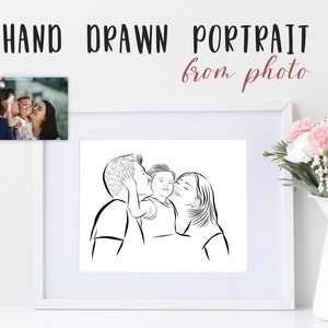 Custom Line Drawing, Custom Portrait Illustration, Family Portrait, Couples Portrait, Digital Illustration Art