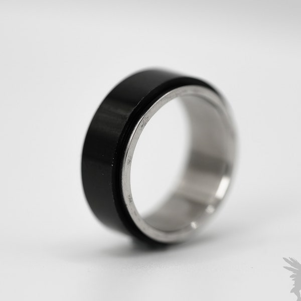 Black Band Spinner Ring - Worry Ring - Anxiety Ring - Fidget Ring - Spinner Fidget - Mindfulness Gift - Meditation Ring