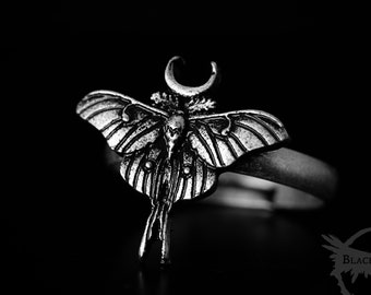 Totenkopf Luna Moth - Bug Ring - Verstellbarer Gothic Ring - Insekt Liebhaber Geschenk - Alternative Schmuck